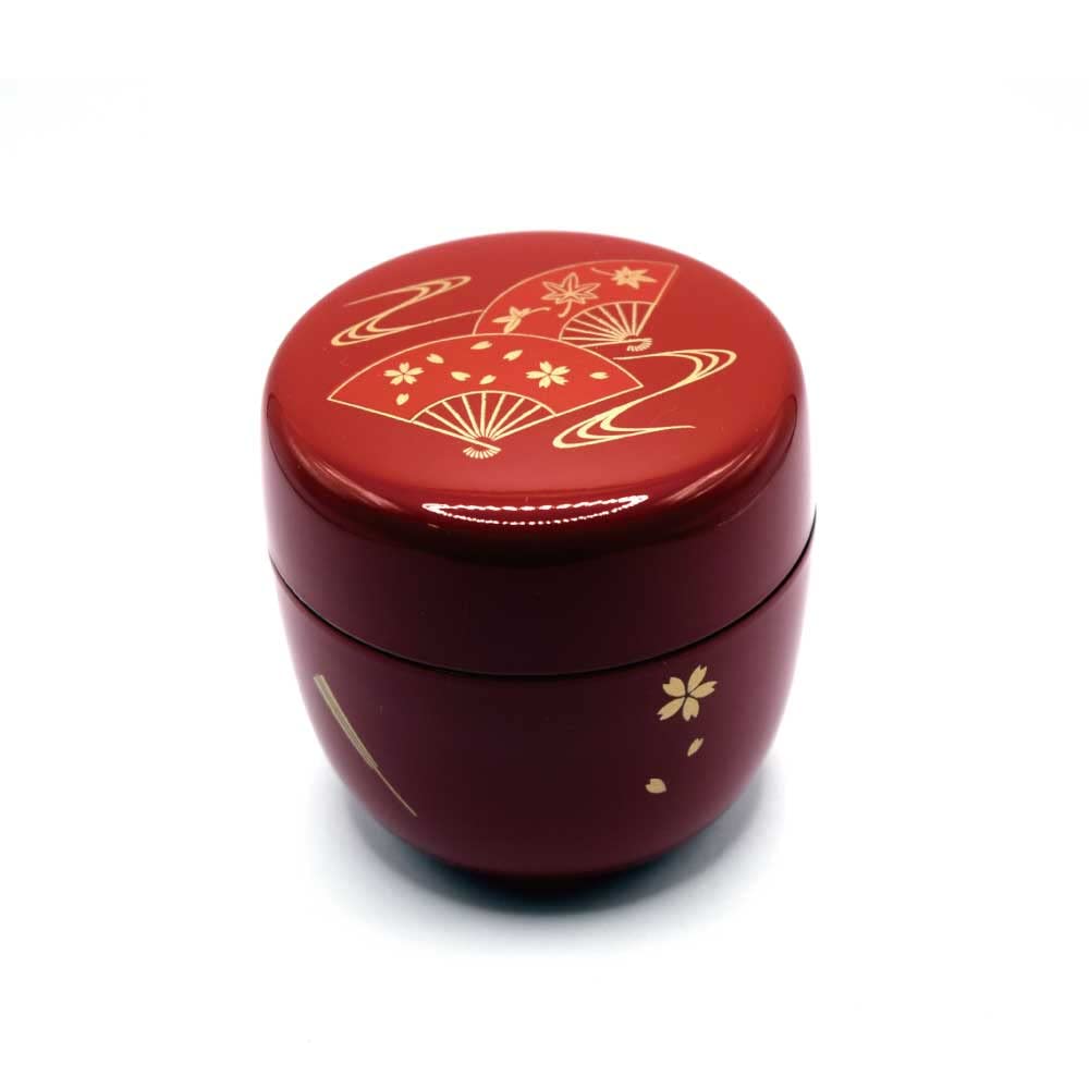 Amazon | 茶道具 中棗 なつめ 朱 扇面流水 樹脂製 茶道 抹茶 高さ約7cm